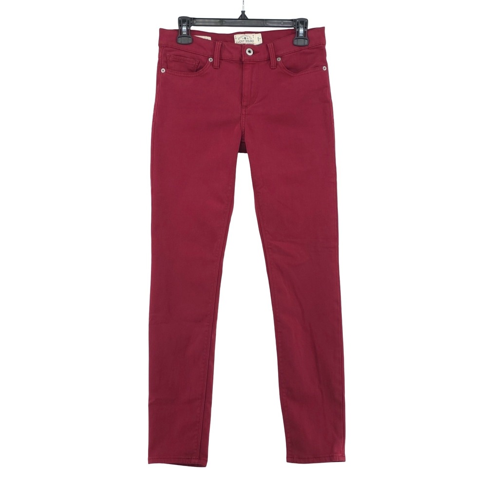 Lucky Brand Brooke Legging Skinny Low Rise Red Stretch Jeans Womens 6 28